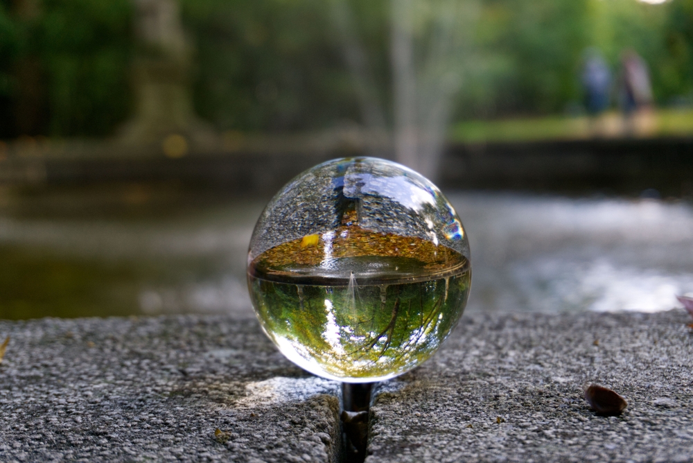 A,Closeup,Shot,Of,A,Clear,Reflective,Glass,Ball,On