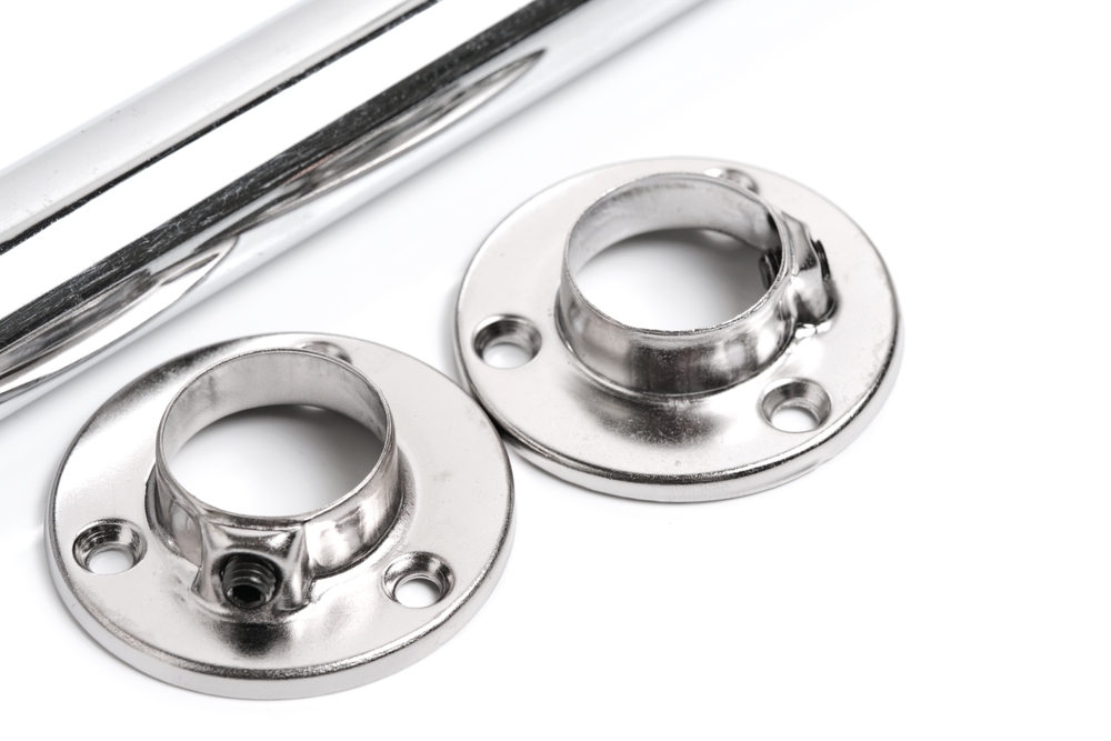 Nickel,Plated,Tube,And,Two,Flanges,For,Its,Attachment,,White