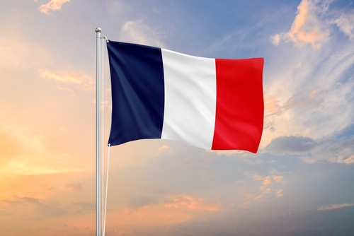 France,Flag,Waving,On,Sundown,Sky