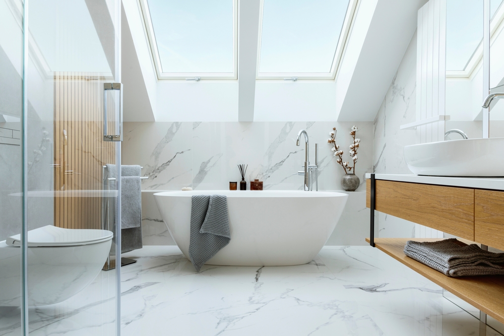 bathroom overview with sanitary pieces