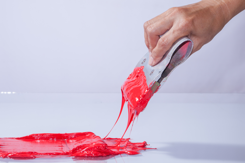 Red,Color,Of,Plastisol,Ink,On,White,Background.,Plastisol,Ink
