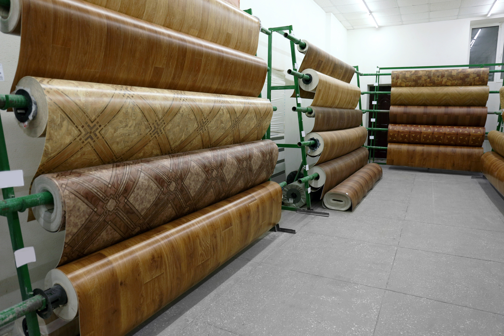 Racks,With,Linoleum,Rolls,In,Wholesale,Warehouse