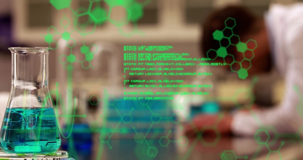 Chemical,Formulas,And,Molecular,Structures,Image,Over,Scientist,Working,In