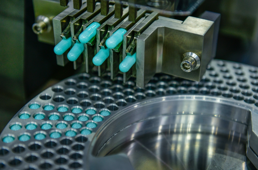 Capsule,Medicine,Pill,Production,Line,,Industrial,Pharmaceutical,Concept.