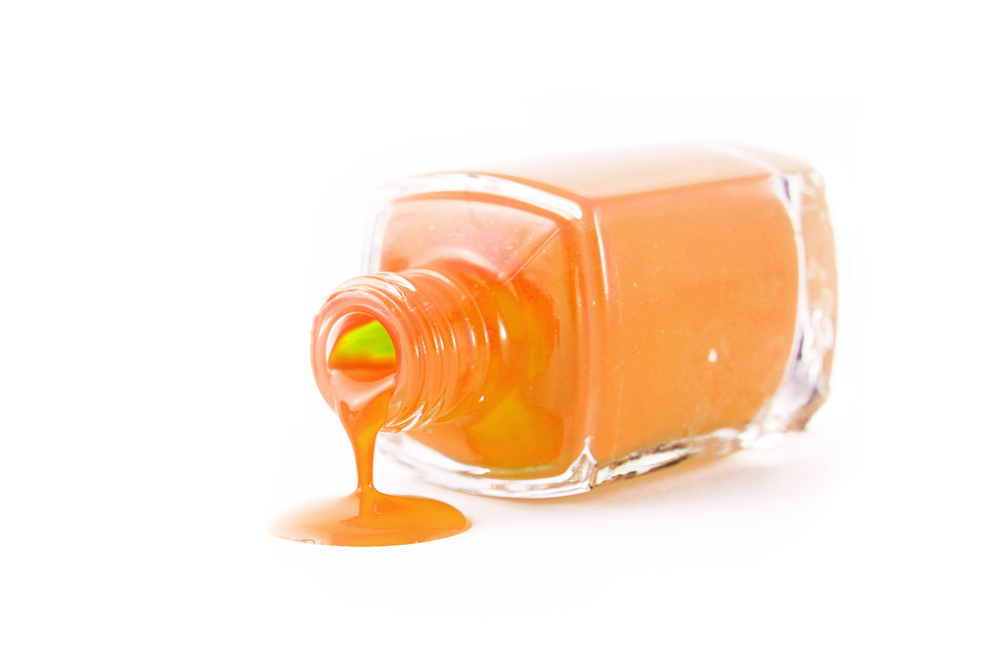 Pink,Nail,Polish,Spilled,On,White,Background